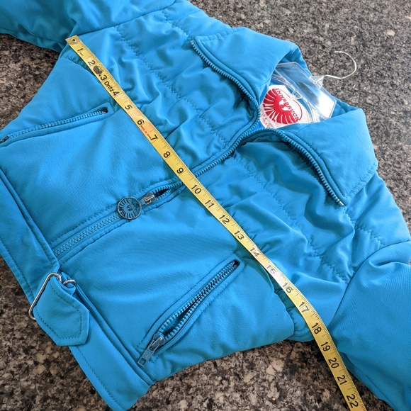 Vintage Innsbruck Ski Snow Suit Bright Blue Size Small 2 Piece Jacket Overalls - Picture 16 of 16